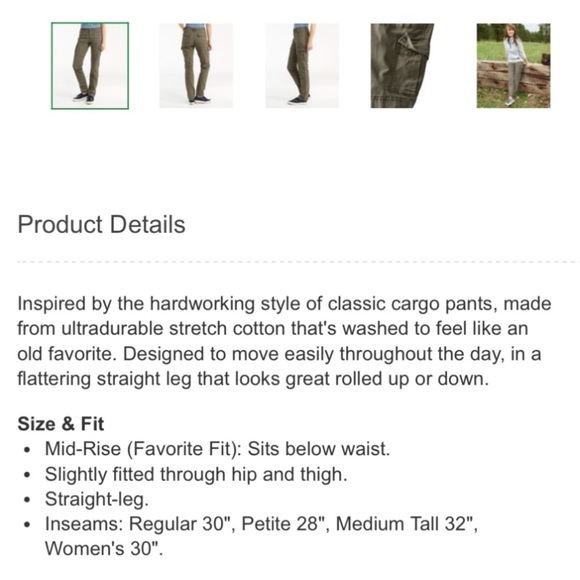 LLBean cargo pants khaki 14 - Picture 2 of 7